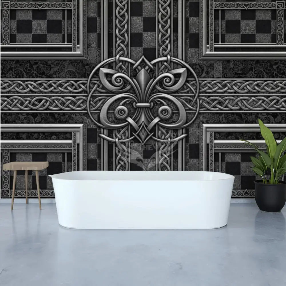 Silver Chrome Checkerboard 3D Geometric Unpasted Mural Wallpaper 144’’x100’’ 144’’x100’’ Wall Coverings
