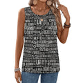 Sleeveless Workout Tops for Women - Random Text Print S Women’s T-shirts