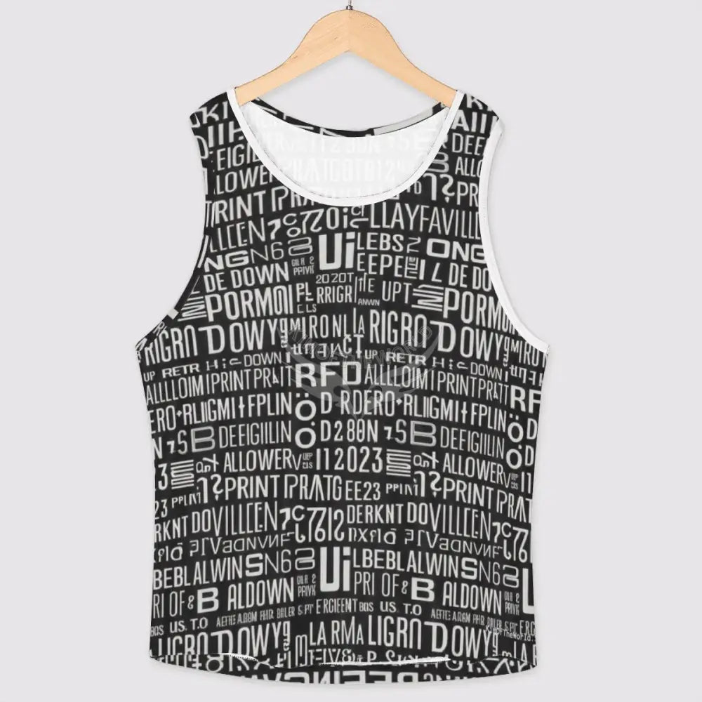 Sleeveless Workout Tops for Women - Random Text Print Women’s T-shirts
