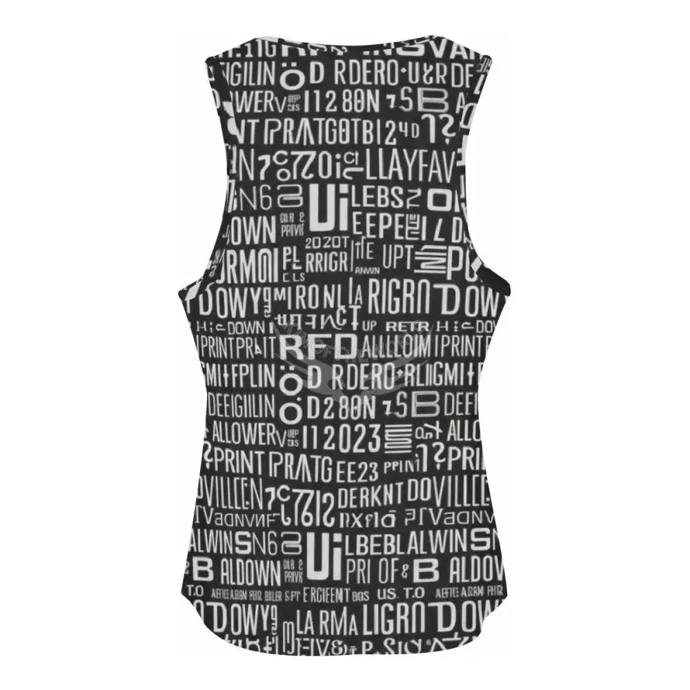 Sleeveless Workout Tops for Women - Random Text Print Women’s T-shirts