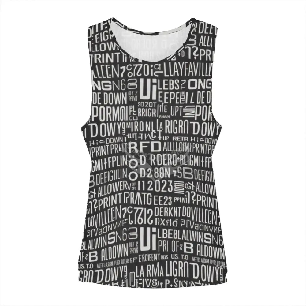 Sleeveless Workout Tops for Women - Random Text Print Women’s T-shirts