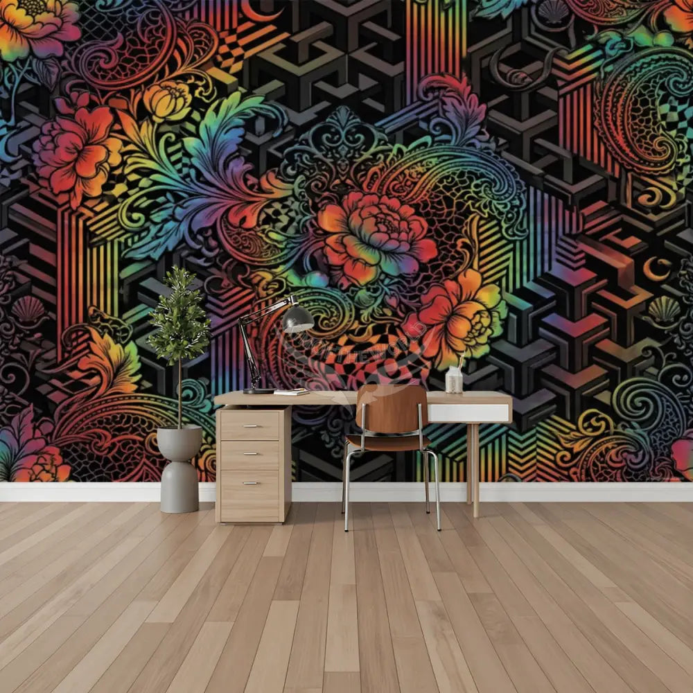 Spectrum Geometric Unpasted Mural Wallpaper 144’’x100’’ 144’’x100’’ Wall Coverings