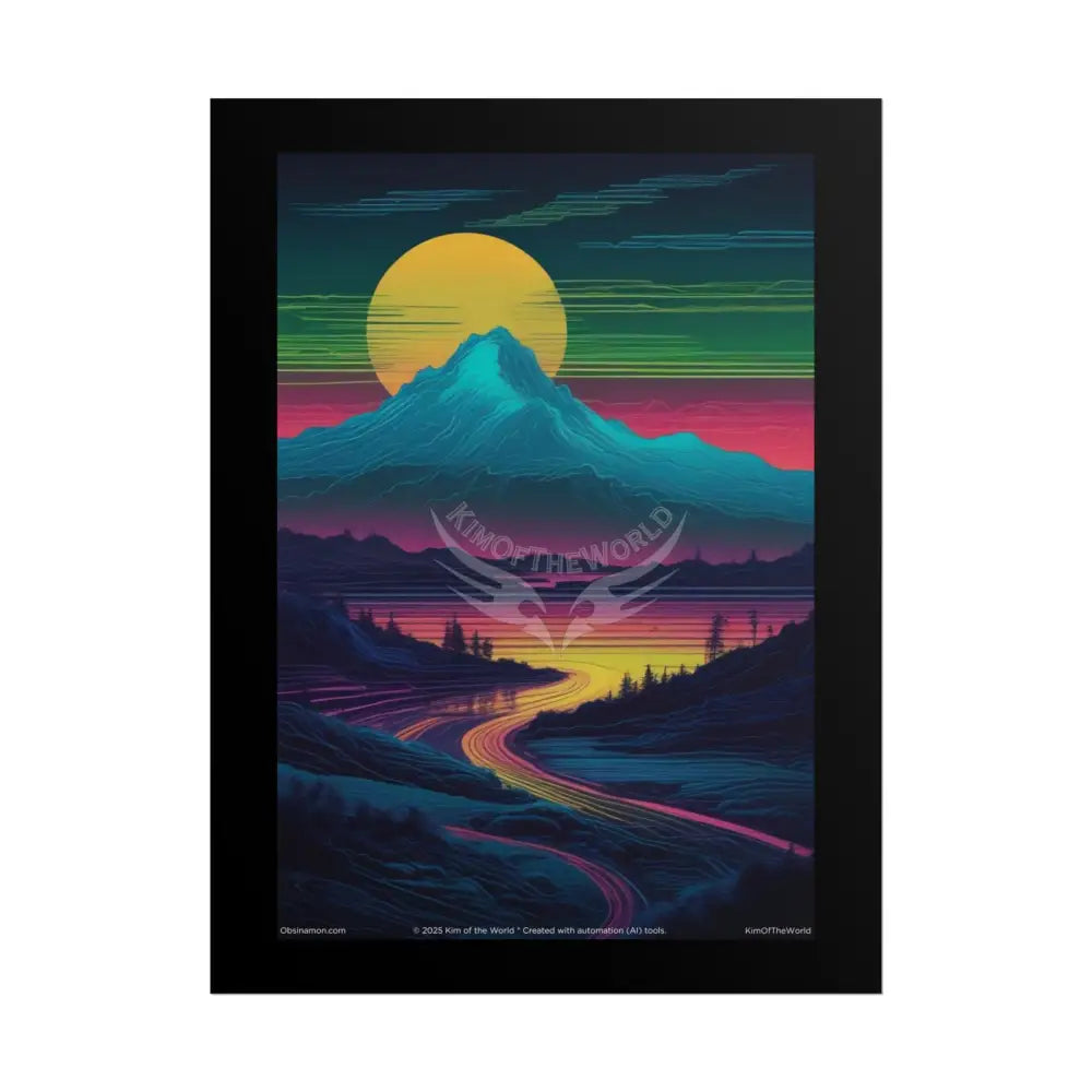 Spectrum Rainbow Vaporwave Landscapes Art Prints (Wave-Line Scenic Series) Rolled Posters 18″ x 24″ (Vertical) / Matte