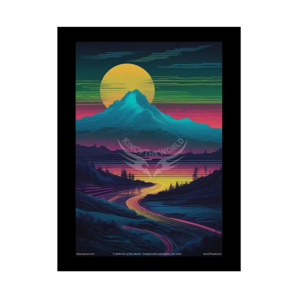 Spectrum Rainbow Vaporwave Landscapes Art Prints (Wave-Line Scenic Series) Rolled Posters 18″ x 24″ (Vertical) / Semi