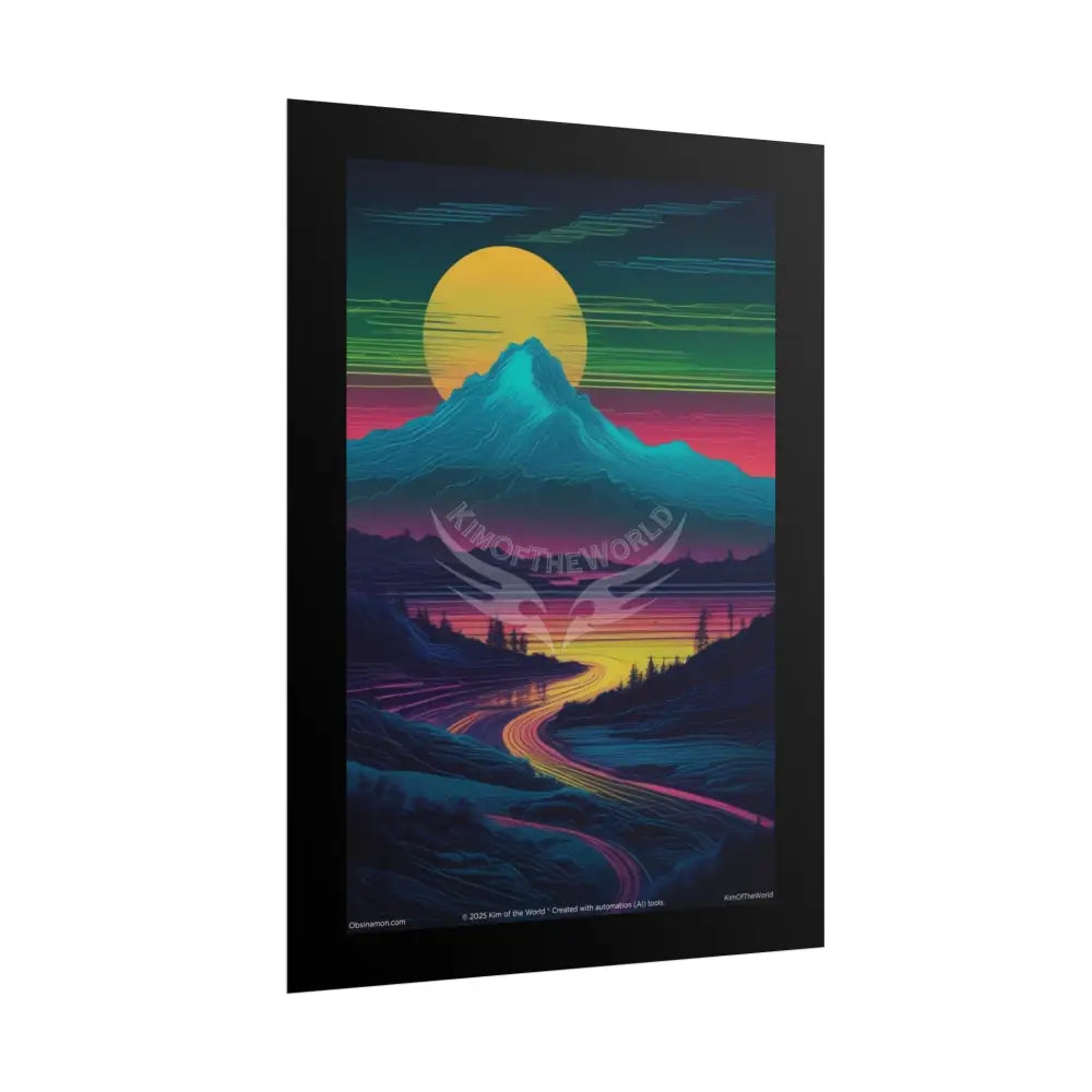 Spectrum Rainbow Vaporwave Landscapes Art Prints (Wave-Line Scenic Series) Rolled Posters Poster