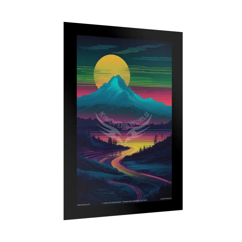 Spectrum Rainbow Vaporwave Landscapes Art Prints (Wave-Line Scenic Series) Rolled Posters Poster