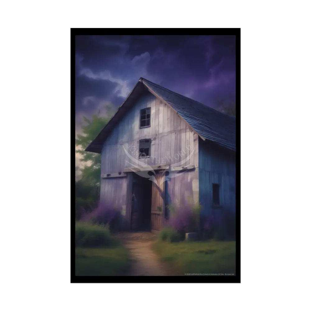Spooky Haunted Barns Poster — Gothic Moon Halloween Wall Art 20″ x 30″ (Vertical) / Semi Glossy Poster