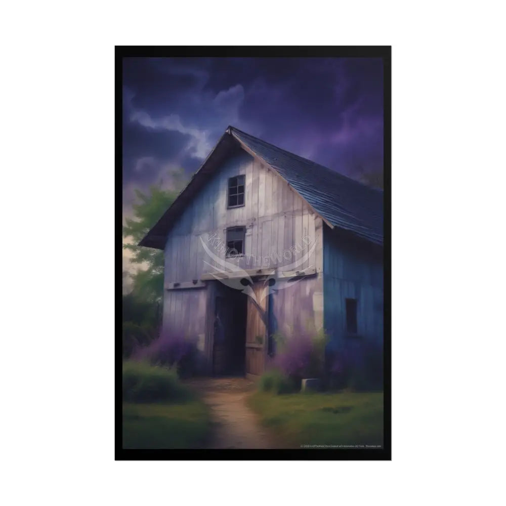 Spooky Haunted Barns Poster — Gothic Moon Halloween Wall Art 24’’ x 36’’ (Vertical) / Matte Poster