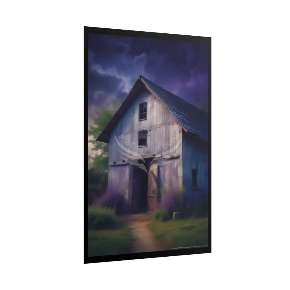 Spooky Haunted Barns Poster — Gothic Moon Halloween Wall Art Poster