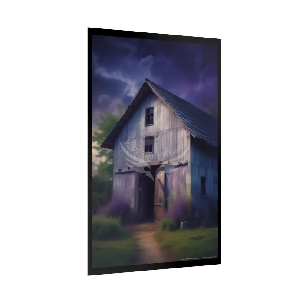 Spooky Haunted Barns Poster — Gothic Moon Halloween Wall Art Poster