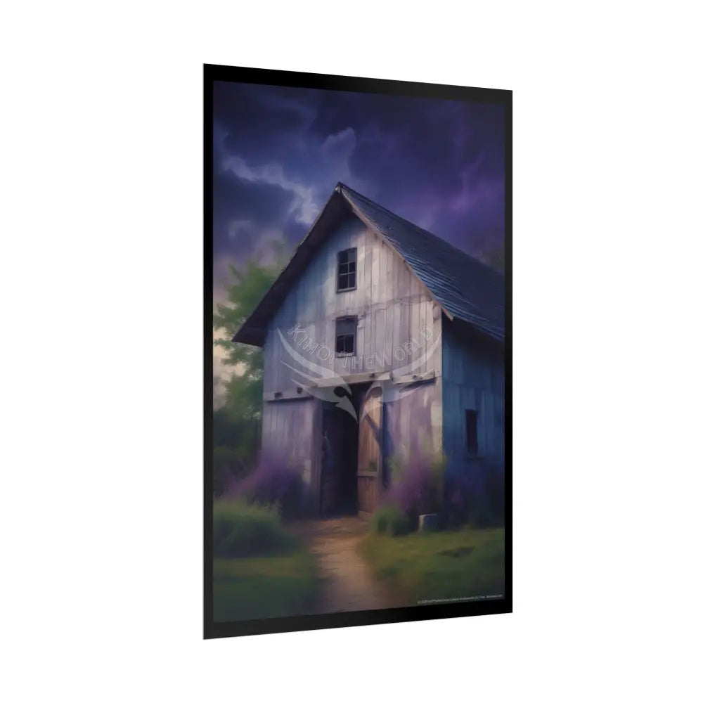 Spooky Haunted Barns Poster — Gothic Moon Halloween Wall Art Poster