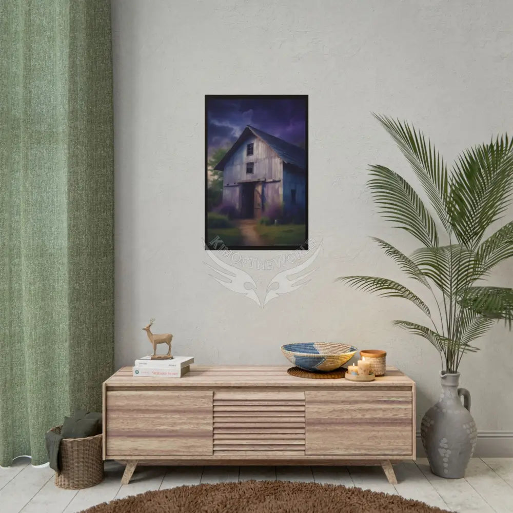 Spooky Haunted Barns Poster — Gothic Moon Halloween Wall Art Poster