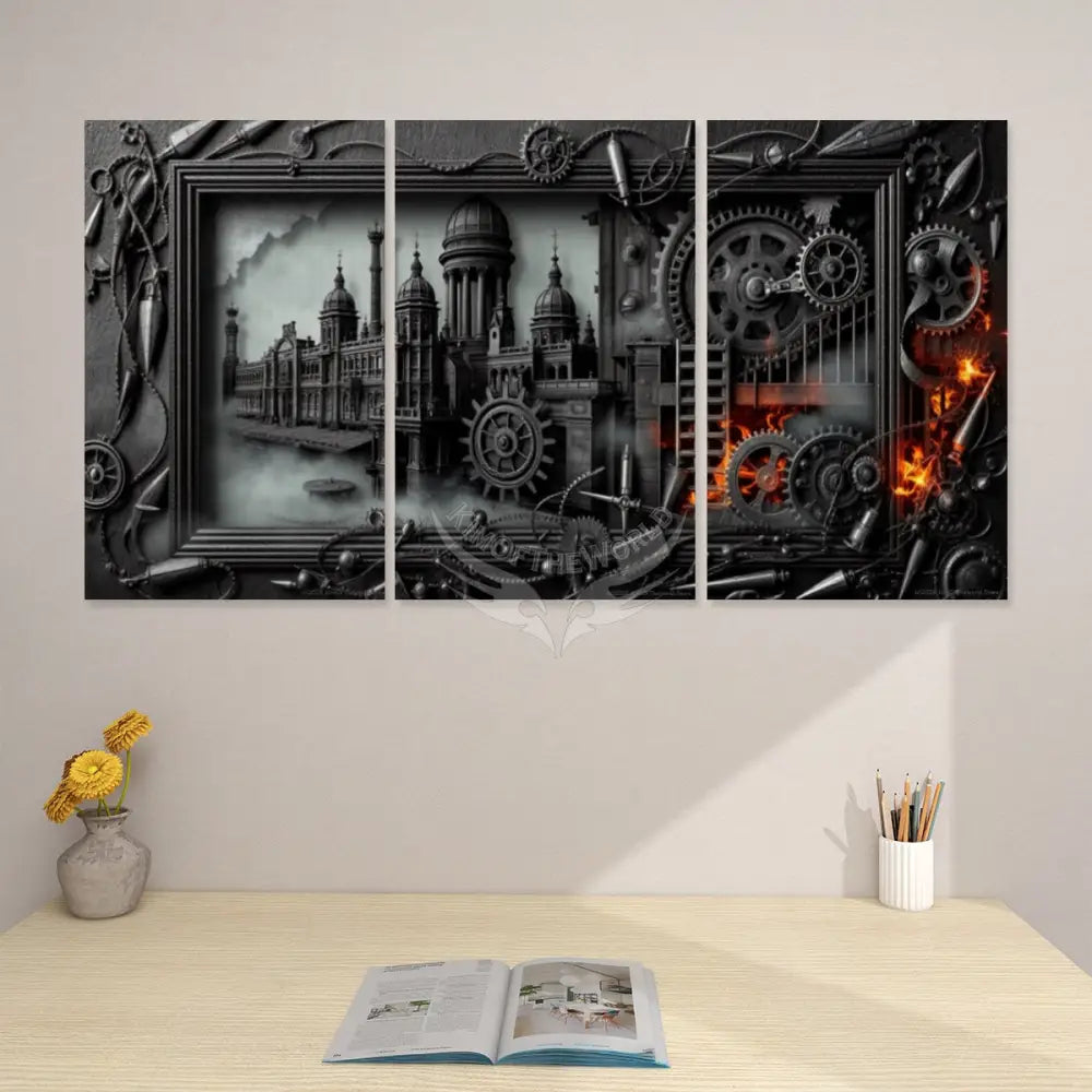 Steam track x 3 Panels Canvas Prints Wall Art (Set F) 20’’x32’’x3pcs Wall Art