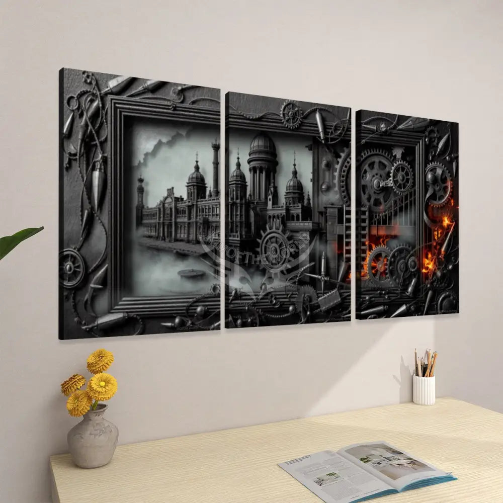 Steam track x 3 Panels Canvas Prints Wall Art (Set F) 20’’x32’’x3pcs Wall Art