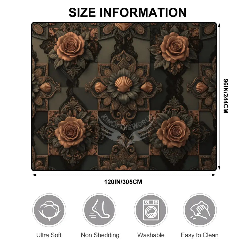 Steampunk 3D Dark Fleur and Copper 10 ft x 8 ft Large Area Rug Floor Carpet (5:4) 120’’x96’’ Rugs & Mats