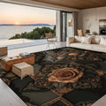 Steampunk 3D Dark Fleur and Copper 10 ft x 8 ft Large Area Rug Floor Carpet (5:4) 120’’x96’’ Rugs & Mats