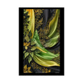 Steampunk 3D Green and Gold Foil Leaf Woman Lady Poster — Nature-Inspired Rolled Framable Print green and gold motif