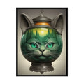 Steampunk Funky Cats Poster — Retro Comical Kitty Art 18″ x 24″ (Vertical) / Semi Glossy Poster