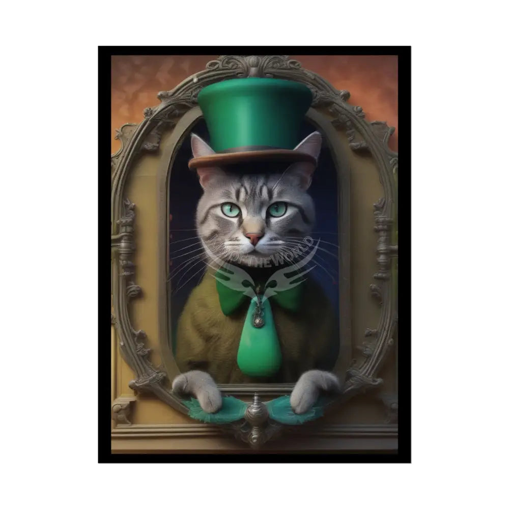 Steampunk Funky Cats Poster — Retro Comical Kitty Art 18″ x 24″ (Vertical) / Semi Glossy Poster
