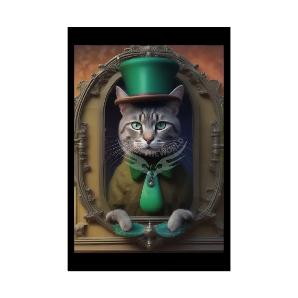 Steampunk Funky Cats Poster — Retro Comical Kitty Art 20″ x 30″ (Vertical) / Semi Glossy Poster
