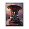 Steampunk Gothic Magic Top Hat House Surreal Art Poster — Surreal Blender Sculpture Print 18″ x 24″ (Vertical) / Semi