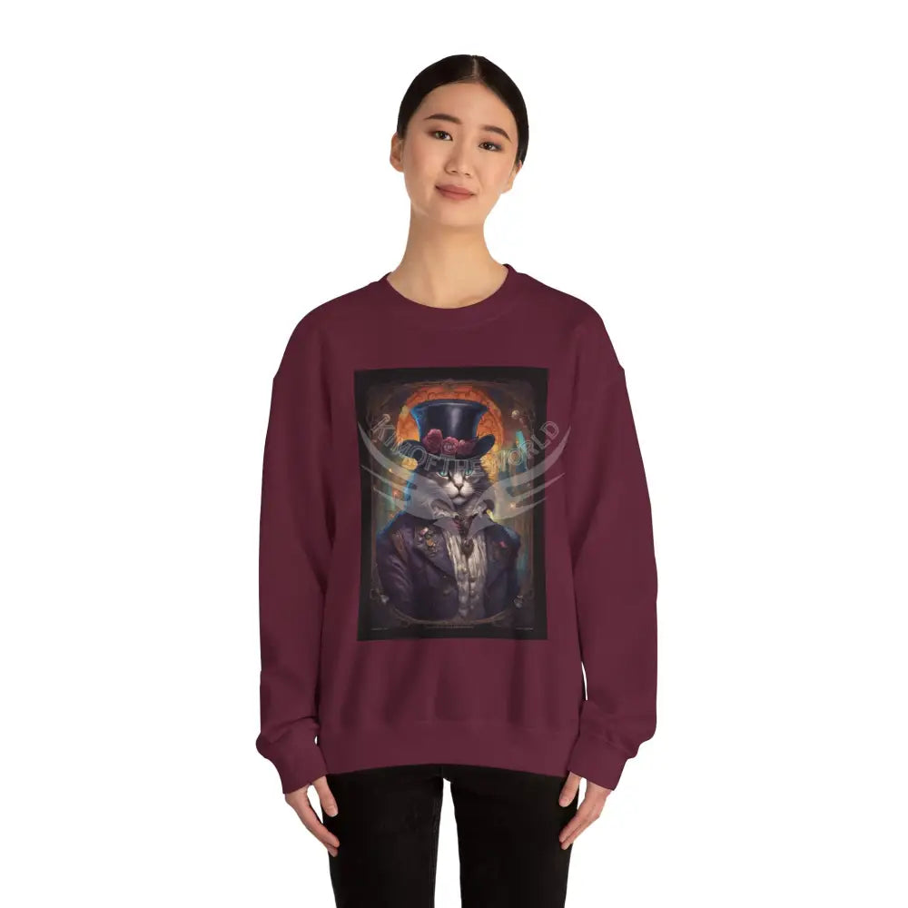 Steampunk Kitty Cat Fantasy Signature Design Sweatshirt — Tall Giantess Fetish Art Crewneck Sweatshirt
