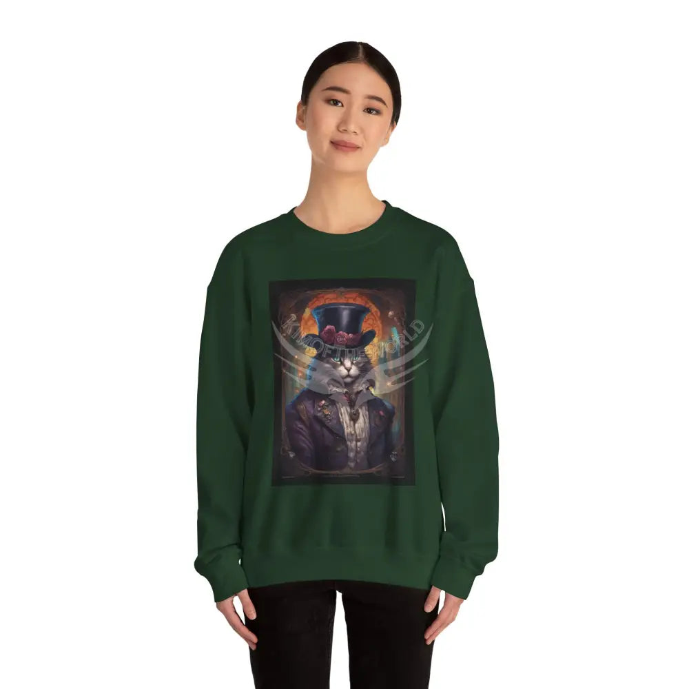 Steampunk Kitty Cat Fantasy Signature Design Sweatshirt — Tall Giantess Fetish Art Crewneck Sweatshirt