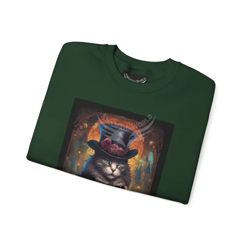 Steampunk Kitty Cat Fantasy Signature Design Sweatshirt — Tall Giantess Fetish Art Crewneck Sweatshirt