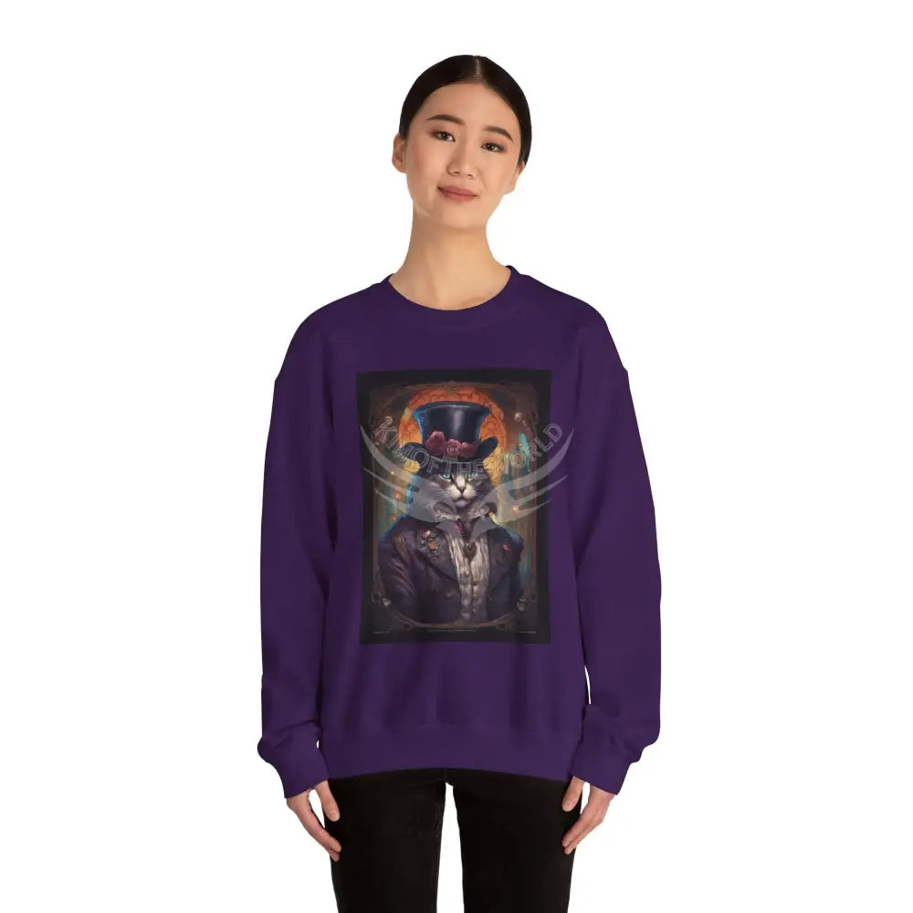 Steampunk Kitty Cat Fantasy Signature Design Sweatshirt — Tall Giantess Fetish Art Crewneck Sweatshirt