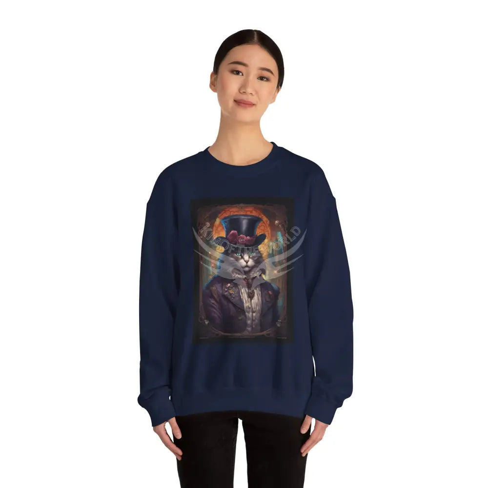 Steampunk Kitty Cat Fantasy Signature Design Sweatshirt — Tall Giantess Fetish Art Crewneck Sweatshirt