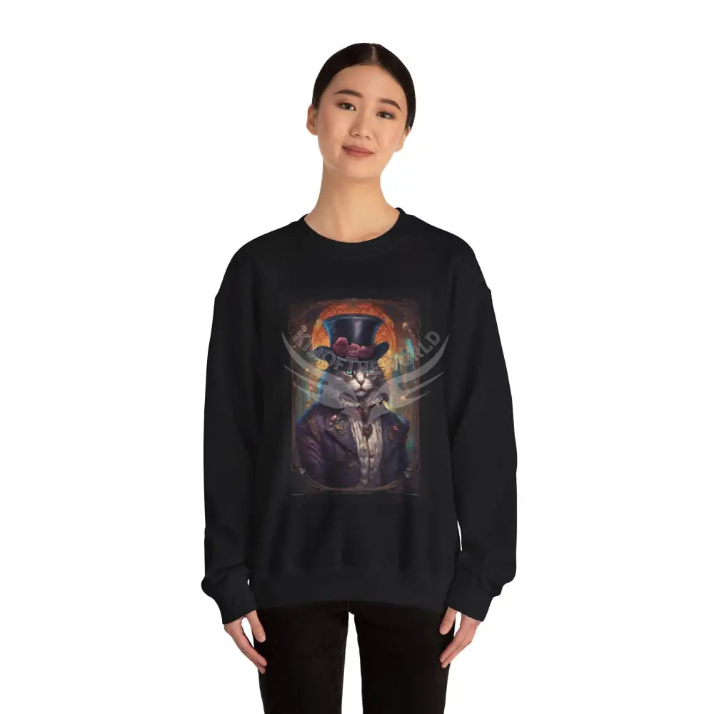 Steampunk Kitty Cat Fantasy Signature Design Sweatshirt — Tall Giantess Fetish Art Crewneck Sweatshirt