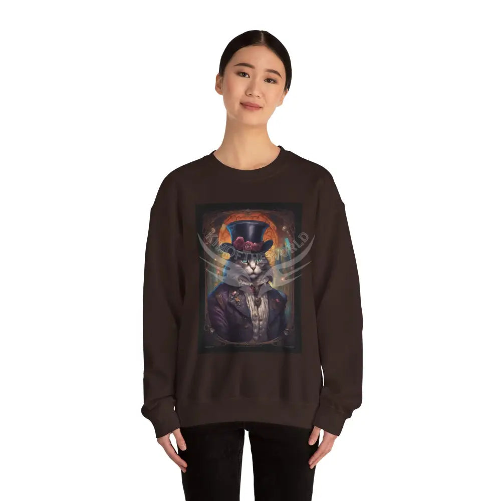 Steampunk Kitty Cat Fantasy Signature Design Sweatshirt — Tall Giantess Fetish Art Crewneck Sweatshirt