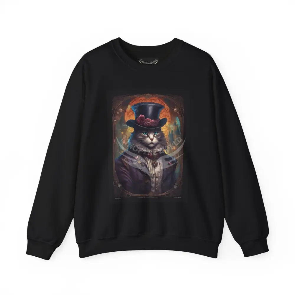 Steampunk Kitty Cat Fantasy Signature Design Sweatshirt — Tall Giantess Fetish Art Crewneck Black / S Sweatshirt