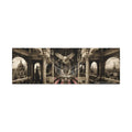 Steampunk Open-Air Mall Art Print — Matte Stretched Canvas with White Owl & Pink Satin Streets 36’’ x 12’’ (Horizontal)