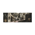 Steampunk Open-Air Mall Art Print — Matte Stretched Canvas with White Owl & Pink Satin Streets 36’’ x 12’’ (Horizontal)