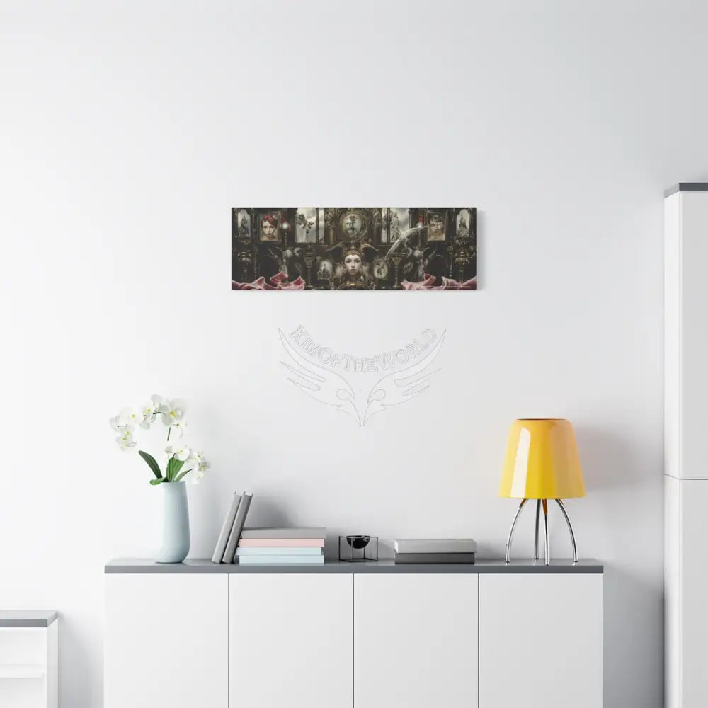 Steampunk Open-Air Mall Art Print — Matte Stretched Canvas with White Owl & Pink Satin Streets Canvas