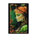 Steampunk Satin Black Gold and Orange Fashion Lady Poster Print Set Pcs — Luxury Iridescent Wall Art for Bedroom and