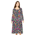 Sticker Floral Patch Print Wallpaper Print Dress – Women’s Long Sleeve AOP L All Over Prints
