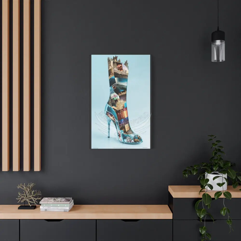 Stretched Matte Canvas Shoe Art — Multilevel Stiletto Worlds 24’’ x 36’’ (Vertical) / 1.25’’ Canvas