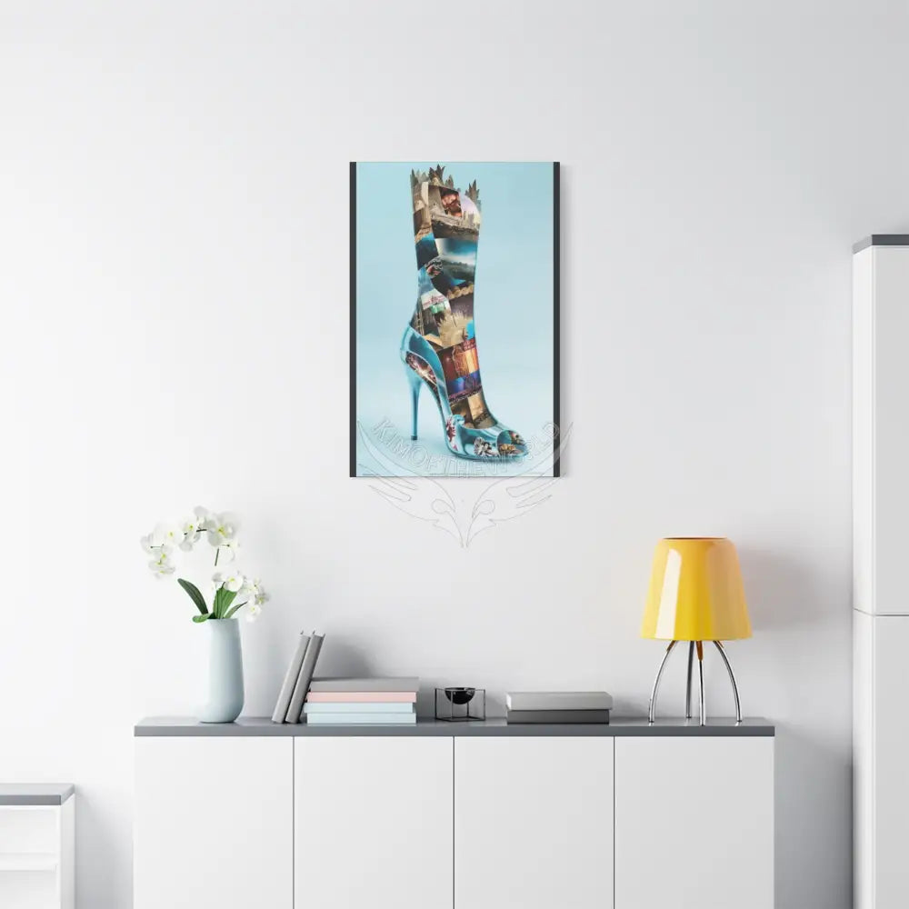 Stretched Matte Canvas Shoe Art — Multilevel Stiletto Worlds 24’’ x 36’’ (Vertical) / 1.25’’ Canvas