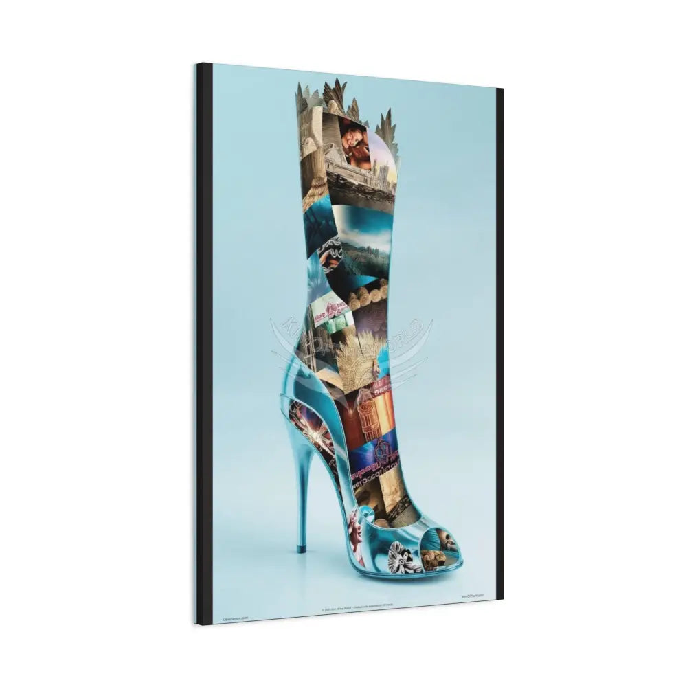 Stretched Matte Canvas Shoe Art — Multilevel Stiletto Worlds 24’’ x 36’’ (Vertical) / 1.25’’ Canvas
