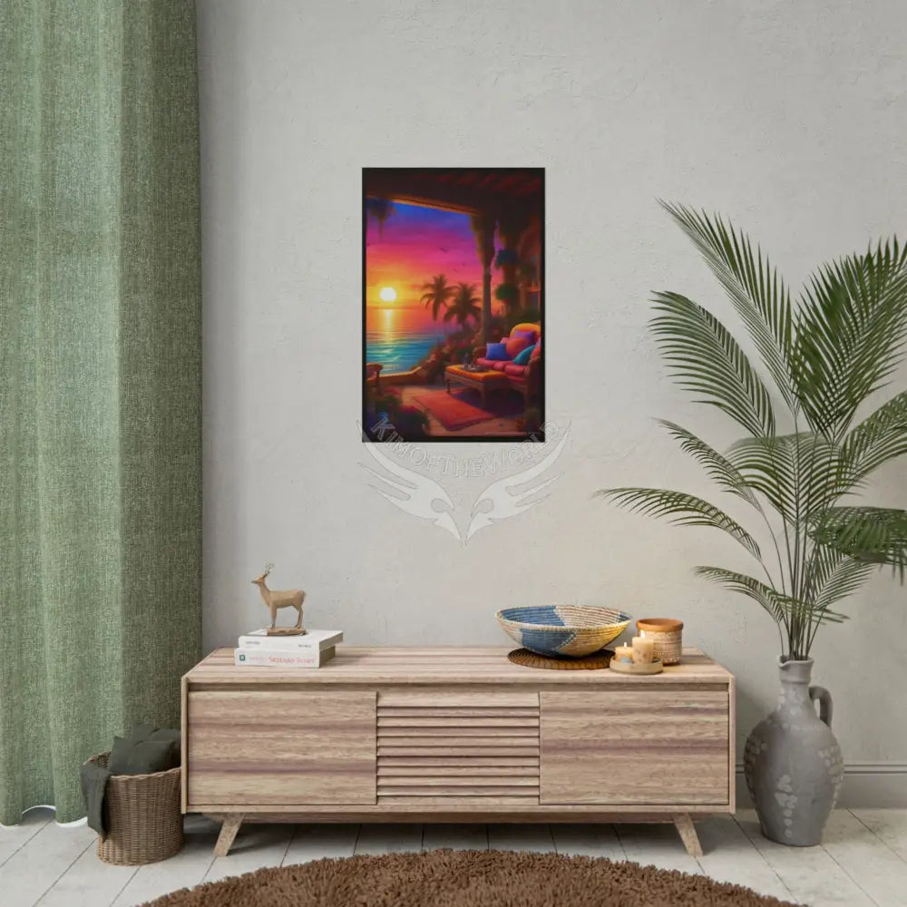 Sunset Beach Cabanas Poster — Cocktail Beach Print Poster