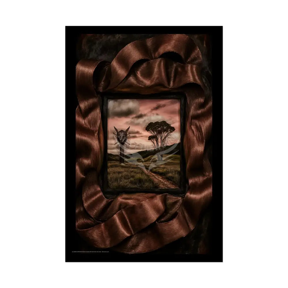 Sunset Creeper Portal Through Rock Frame (3D Dimension View) - Rolled Poster 20″ x 30″ (Vertical) / Semi Glossy Poster