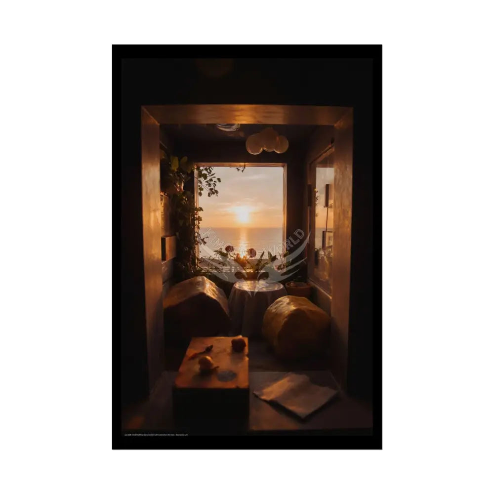 Sunset Portal Hall Through Rock Frame (3D Dimension View) - Rolled Poster 24’’ x 36’’ (Vertical) / Semi Glossy Poster