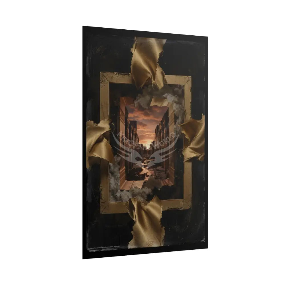 Sunset Portal Through Rock Frame (3D Dimension View) - Rolled Poster Poster