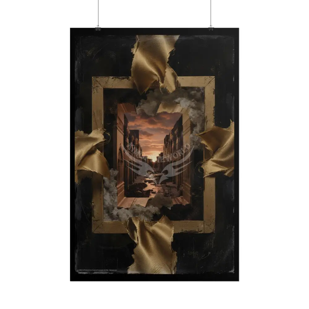Sunset Portal Through Rock Frame (3D Dimension View) - Rolled Poster Poster