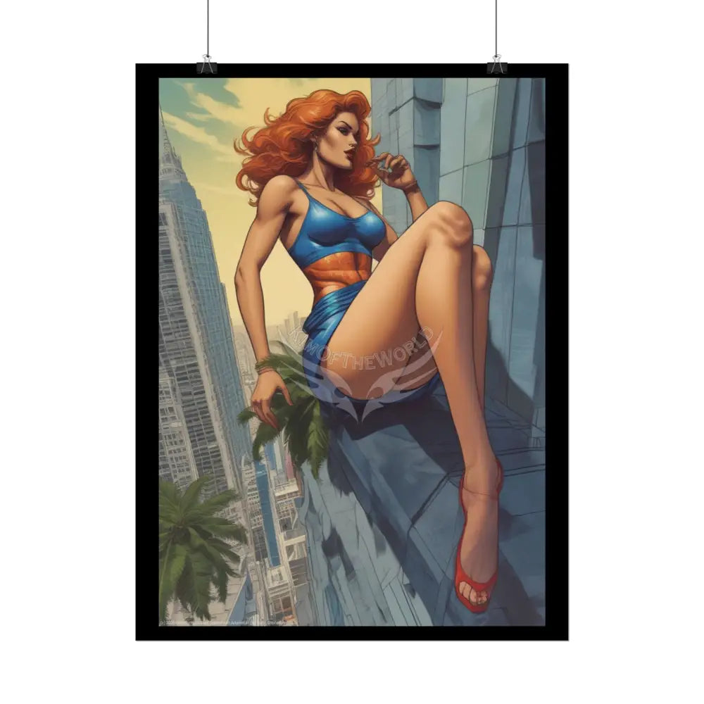 Superheroine Tall Girl Rolled Posters — Subtle AI Girl Wall Art Poster