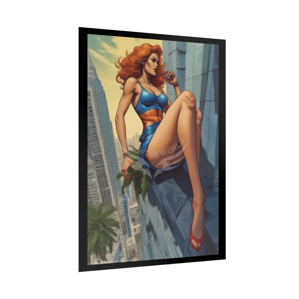 Superheroine Tall Girl Rolled Posters — Subtle AI Girl Wall Art Poster