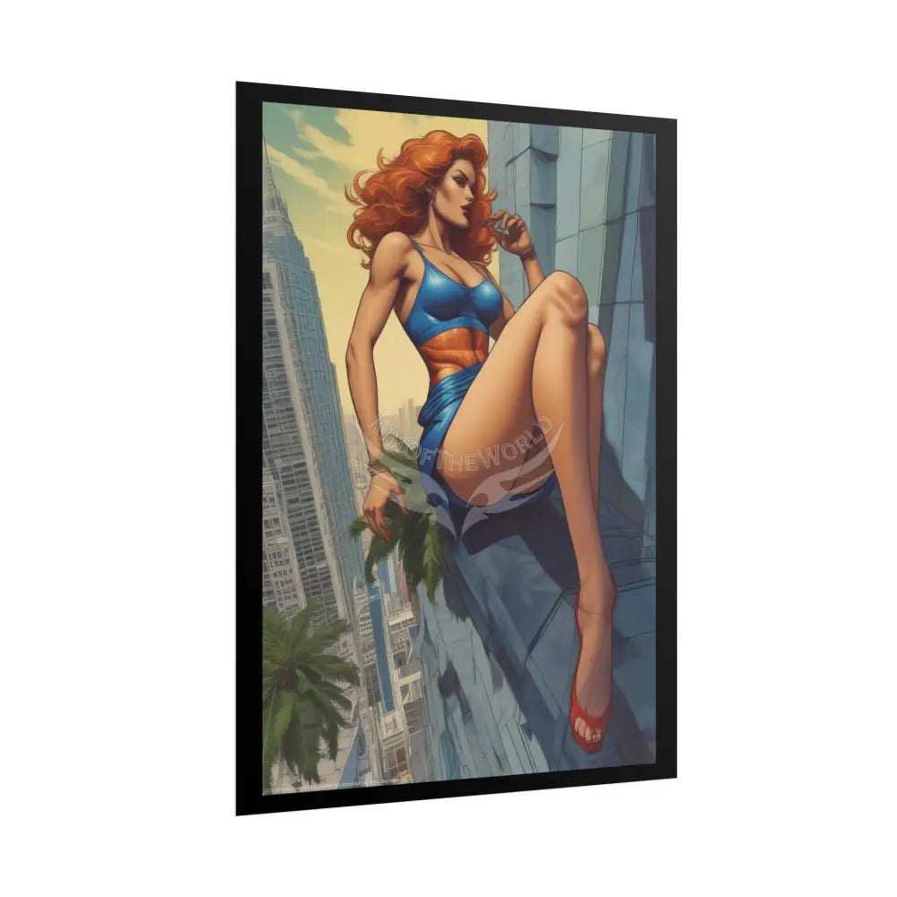 Superheroine Tall Girl Rolled Posters — Subtle AI Girl Wall Art Poster