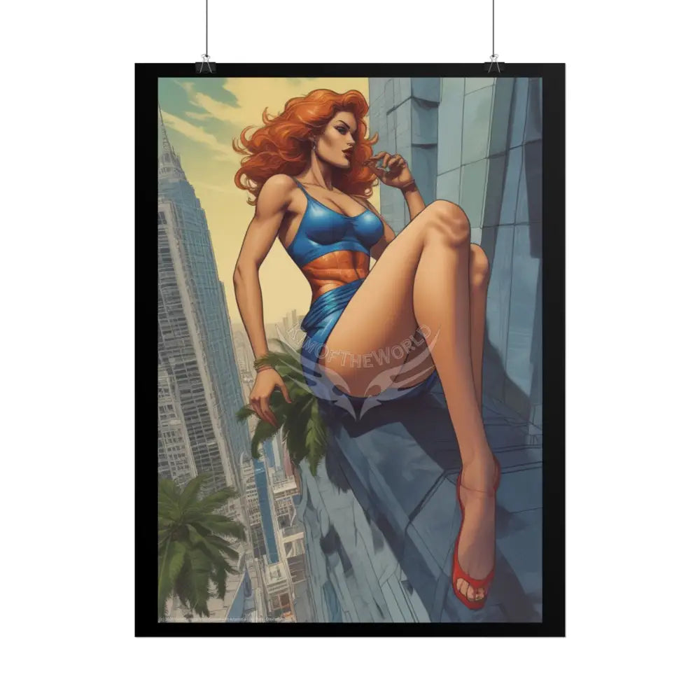 Superheroine Tall Girl Rolled Posters — Subtle AI Girl Wall Art Poster